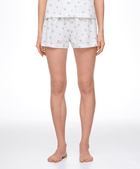 Oysho 100% Bawełniane Plumeti Printed Shorts Niebieskie | 639107EDM