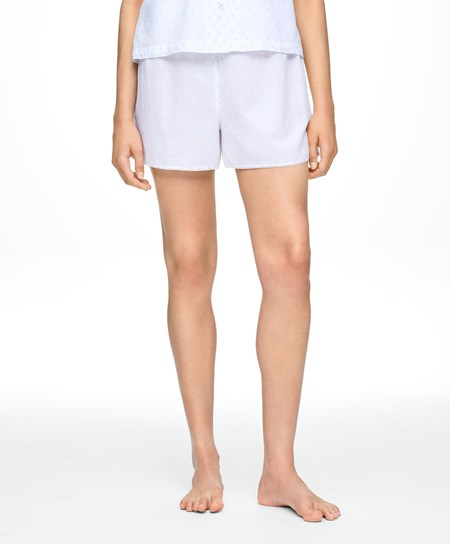 Oysho 100% Bawełniane Plumeti Shorts Białe | 290561PFJ