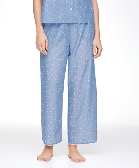 Oysho 100% Bawełniane Plumeti Trousers Niebieskie | 815940TXN