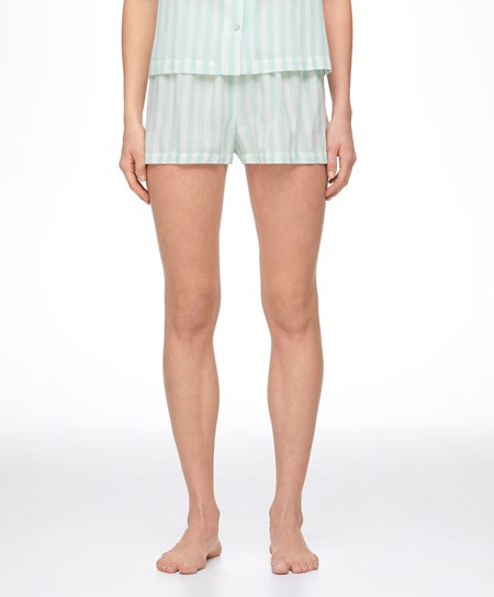 Oysho 100% Bawełniane Stripe Shorts Zielone | 598317TDB
