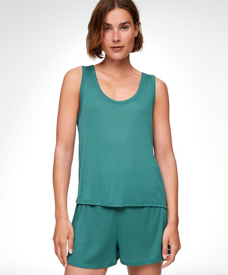 Oysho 100% Lyocell Vest Top Ciemny Zielone | 418769MIR