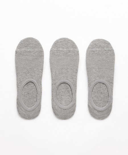 Oysho 3 Pairs Of Bawełniane Sportowe Footsies Szare | 091752UHS