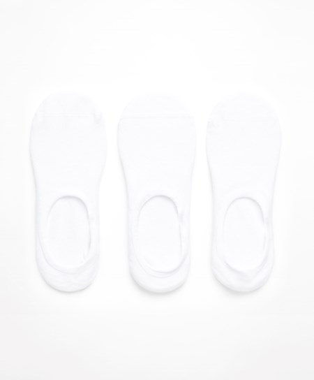 Oysho 3 Pairs Of Bawełniane Sportowe Footsies Białe | 201835VMF