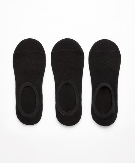 Oysho 3 Pairs Of Bawełniane Sportowe Footsies Czarne | 348069MCI