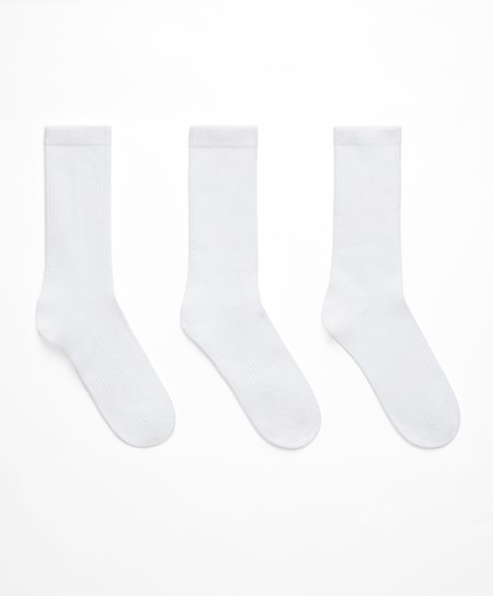 Oysho 3 Pairs Of Sports Bawełniane Klasyczne Socks Białe | 073982GOS