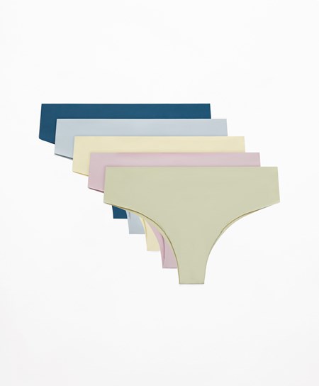Oysho 5 Laser-cut Polyamide Cheeky Brazilian Briefs Zielone | 648175JET