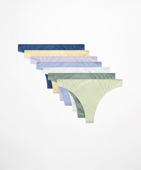 Oysho 7 Bawełniane Brazilian Briefs Lawenda Niebieskie | 456390RUP