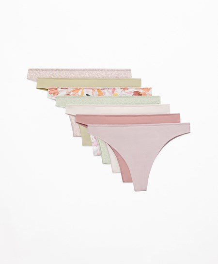 Oysho 7 Printed Polyamide Brazilian Briefs Niebieskie | 072934XIH