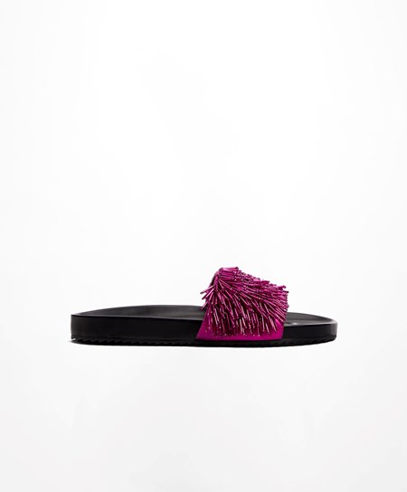 Oysho Appliqué Slides Fioletowe | 201597LNC