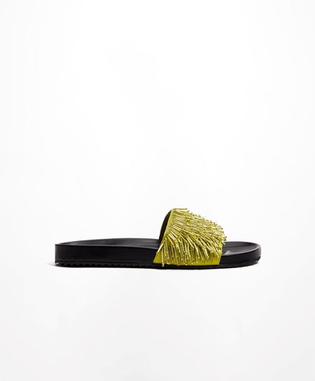 Oysho Appliqué Slides Zielone | 236879GQH