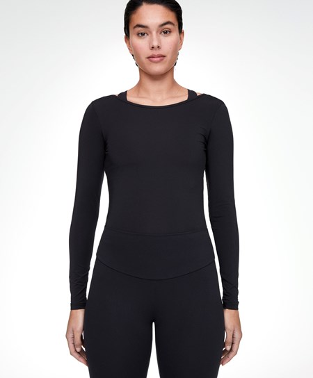 Oysho Back Detail Long-sleeved T-shirt Czarne | 859247KEZ