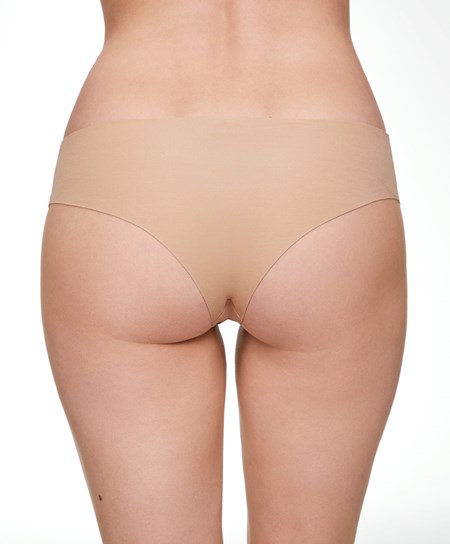 Oysho Bawełniane Invisible Brazilian Briefs Beżowe | 183269NQZ