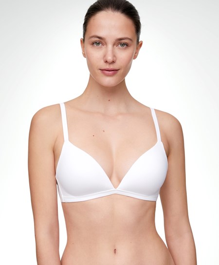 Oysho Bawełniane Push-up Triangle Bra Białe | 126407QJU