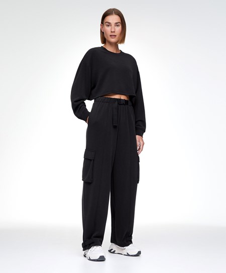 Oysho Black Modal Cargo Tracksuit Czarne | 243507GYO