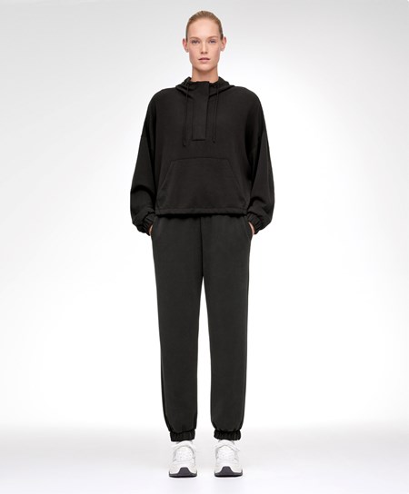 Oysho Black Modal Tracksuit Czarne | 173495HZK