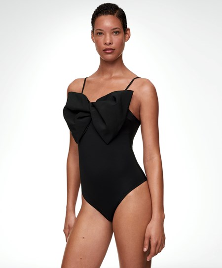 Oysho Bow Swimsuit Czarne | 694852BVM