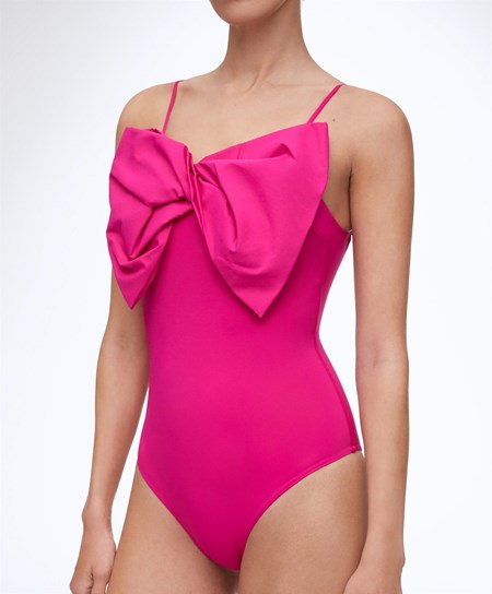 Oysho Bow Swimsuit Fuksja | 125940IYF