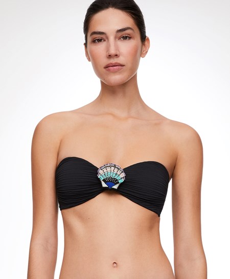 Oysho Brooch Bandeau Bikini Top Czarne | 056731DAJ