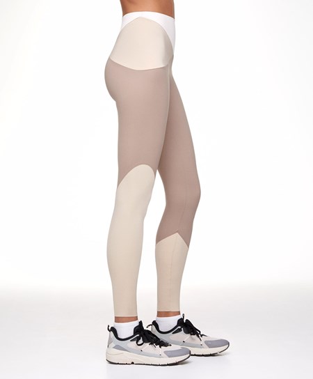 Oysho Colour Block 65cm Compressive Leggings Mocha | 682431JKP