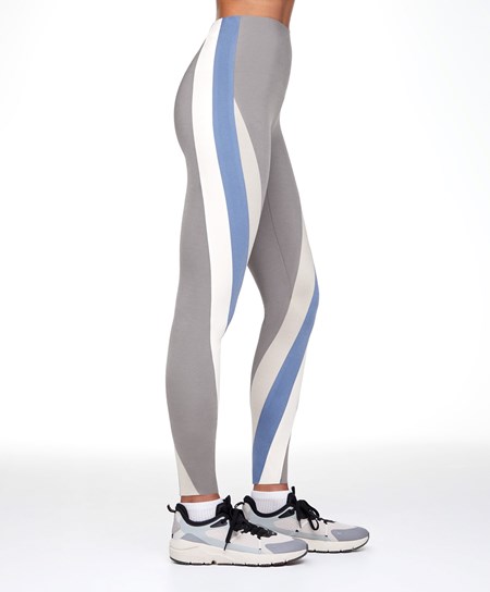 Oysho Colour Block Compressive 65cm Ankle-length Leggings Srebrne | 412569LSX