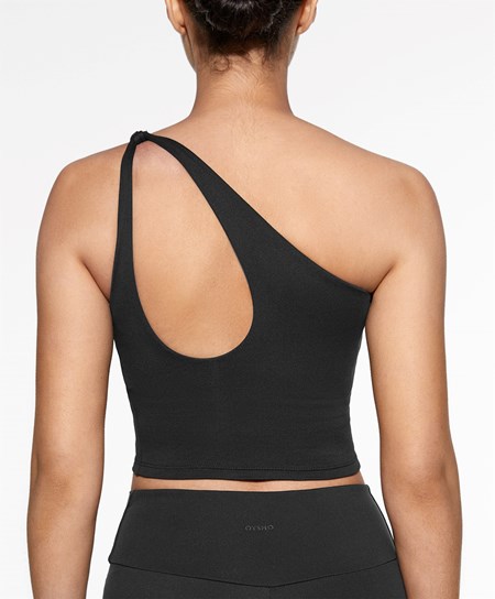Oysho Comfortlux Asymmetric Top With Cups Czarne | 238510ZYT