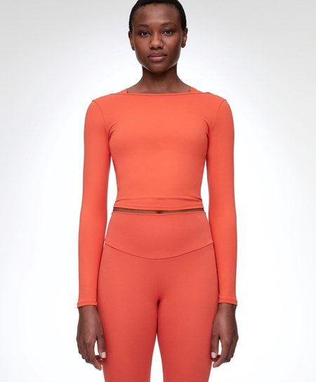 Oysho Comfortlux Back Long-sleeved T-shirt Pomarańczowe | 370521MTO