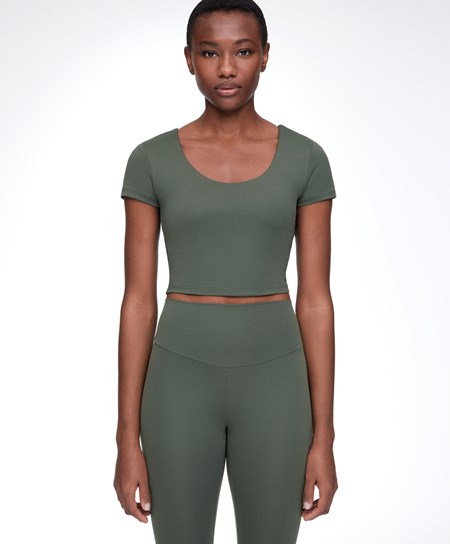 Oysho Comfortlux Krótkie-sleeved T-shirt With Cups Zielone | 415806BKT