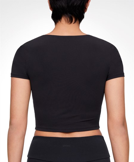 Oysho Comfortlux Krótkie-sleeved T-shirt With Cups Czarne | 743215BVC