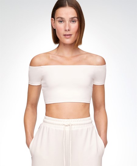 Oysho Comfortlux Off-the-shoulder Top With Cups Cream-white | 621807RPB