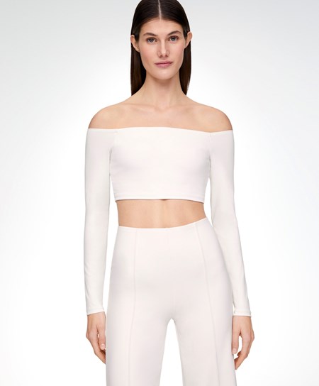Oysho Comfortlux Off-the-shoulder Top With Cups Cream-white | 795162WHR