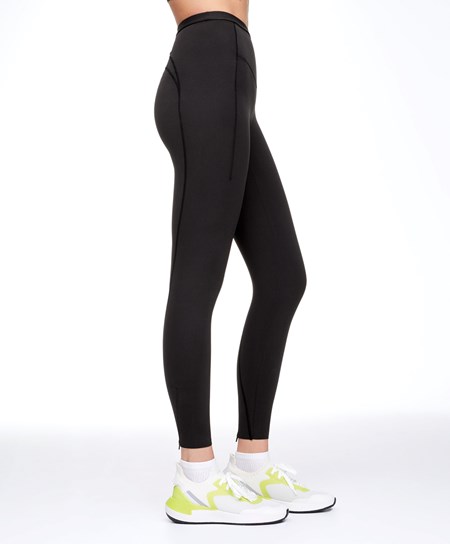 Oysho Compressive 65cm Biegania Leggings With Zips Czarne | 425809RCZ