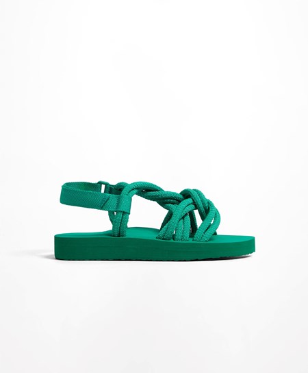 Oysho Cord Beachwear Platforms Zielone | 159730FSC