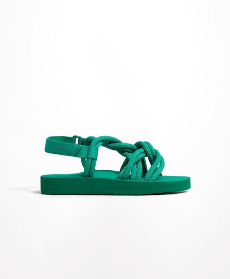 Oysho Cord Beachwear Platforms Zielone | 180726RXW