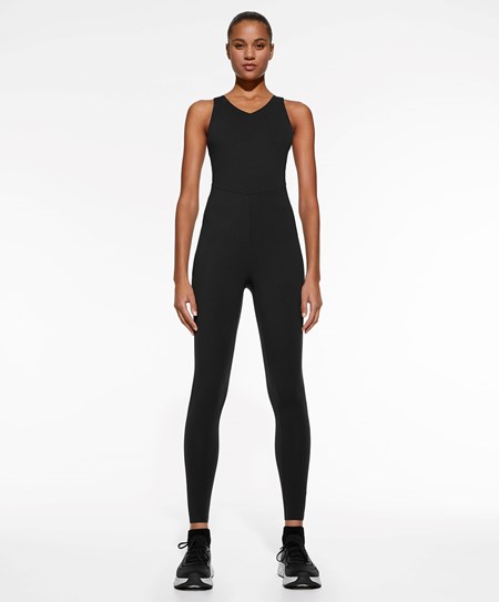 Oysho Core Control Compressive Jumpsuit Czarne | 210639XCM