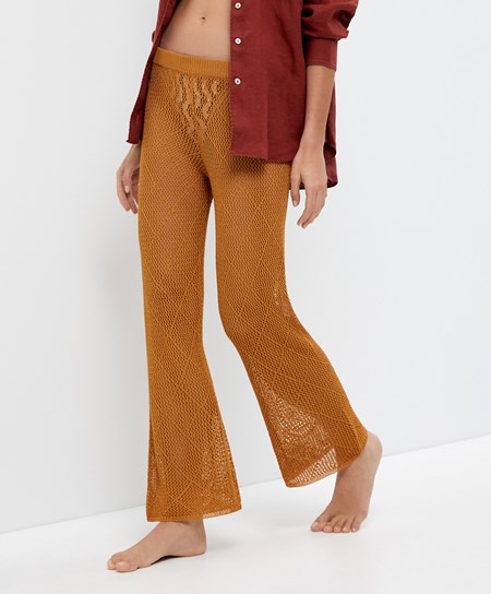Oysho Crochet Cropped Trousers Honey | 625710BSR