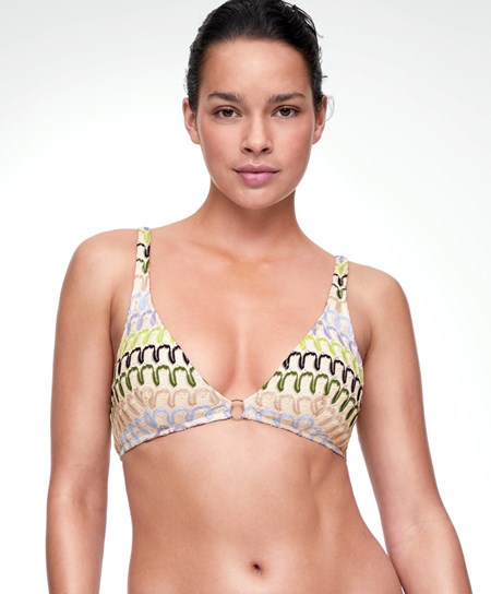 Oysho Crochet Halterneck Bikini Top Natural | 431976ZTJ