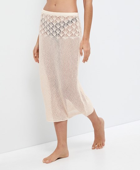 Oysho Crochet Midi Skirt Sand | 062194GBS
