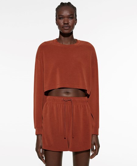 Oysho Crop Modal Sweatshirt Brązowe | 249510JGL