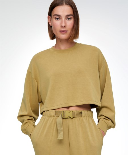 Oysho Crop Modal Sweatshirt Oliwkowe | 716839NLQ