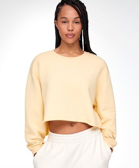 Oysho Cropped Bawełniane Sweatshirt Żółte | 201948CPF