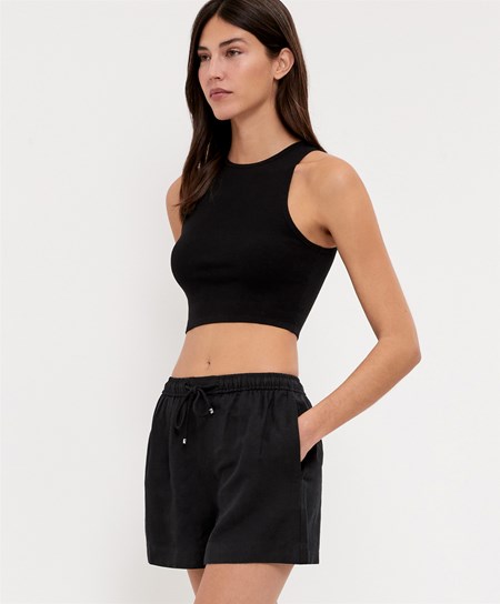 Oysho Cropped Knit Top Czarne | 609815QKI