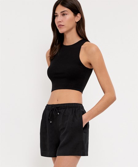 Oysho Cropped Knit Top Czarne | 796320ZSM