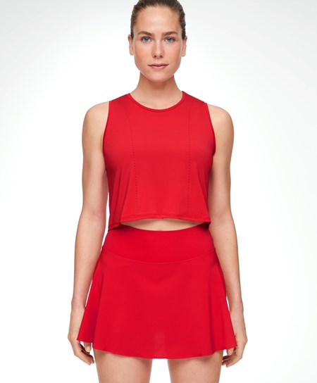Oysho Cropped Microperforated Technical Bez Rękawów T-shirt Czerwone | 139572PDJ