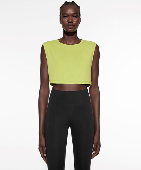 Oysho Cropped Modal T-shirt Zielone | 095134CMT