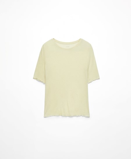Oysho Extra-fine Krótkie-sleeved T-shirt Lime | 431709ETK