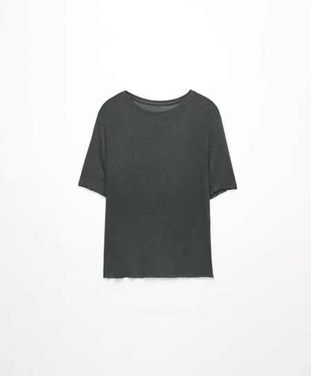 Oysho Extra-fine Krótkie-sleeved T-shirt Ciemny | 867295ZJM