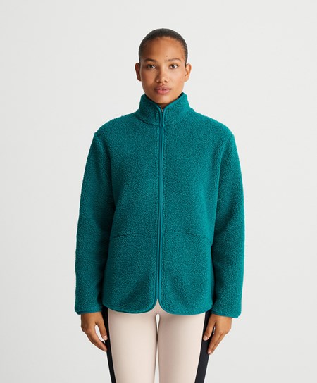 Oysho Faux-shearling Jacket Zielone | 487106YWB