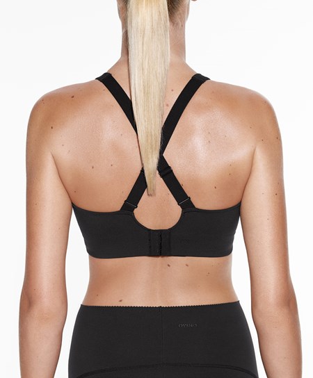 Oysho Firm Support Compressive Sports Bra Czarne | 152746IVD