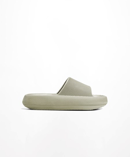Oysho Flatform Sandals Khaki | 460981ITV