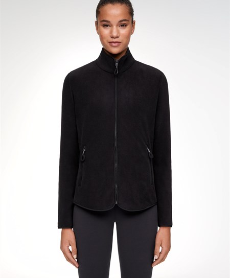 Oysho Fleece Jacket Czarne | 491532UQO